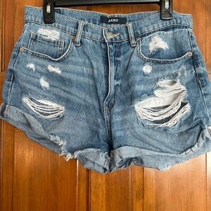 Aero Women's size 10 Distressed Denim Shorts - Blue